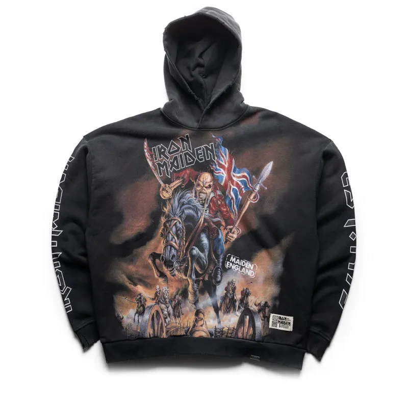 Fish like Iron Maiden x Represent Steed Hoodie - Stained Black