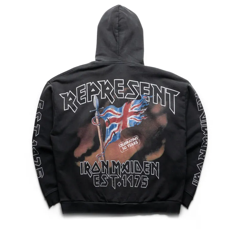 Iron Maiden x Represent Steed Hoodie - Stained Black Two Way Zipper skateboard ride