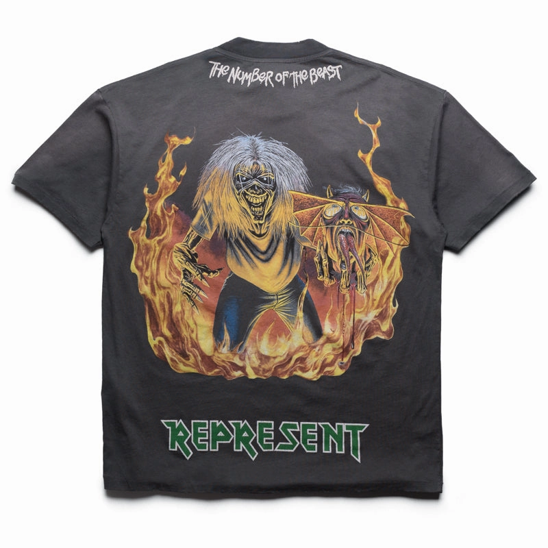 Iron Maiden x Represent Number Of Beast Tee - Sunfade Grey tennis venue