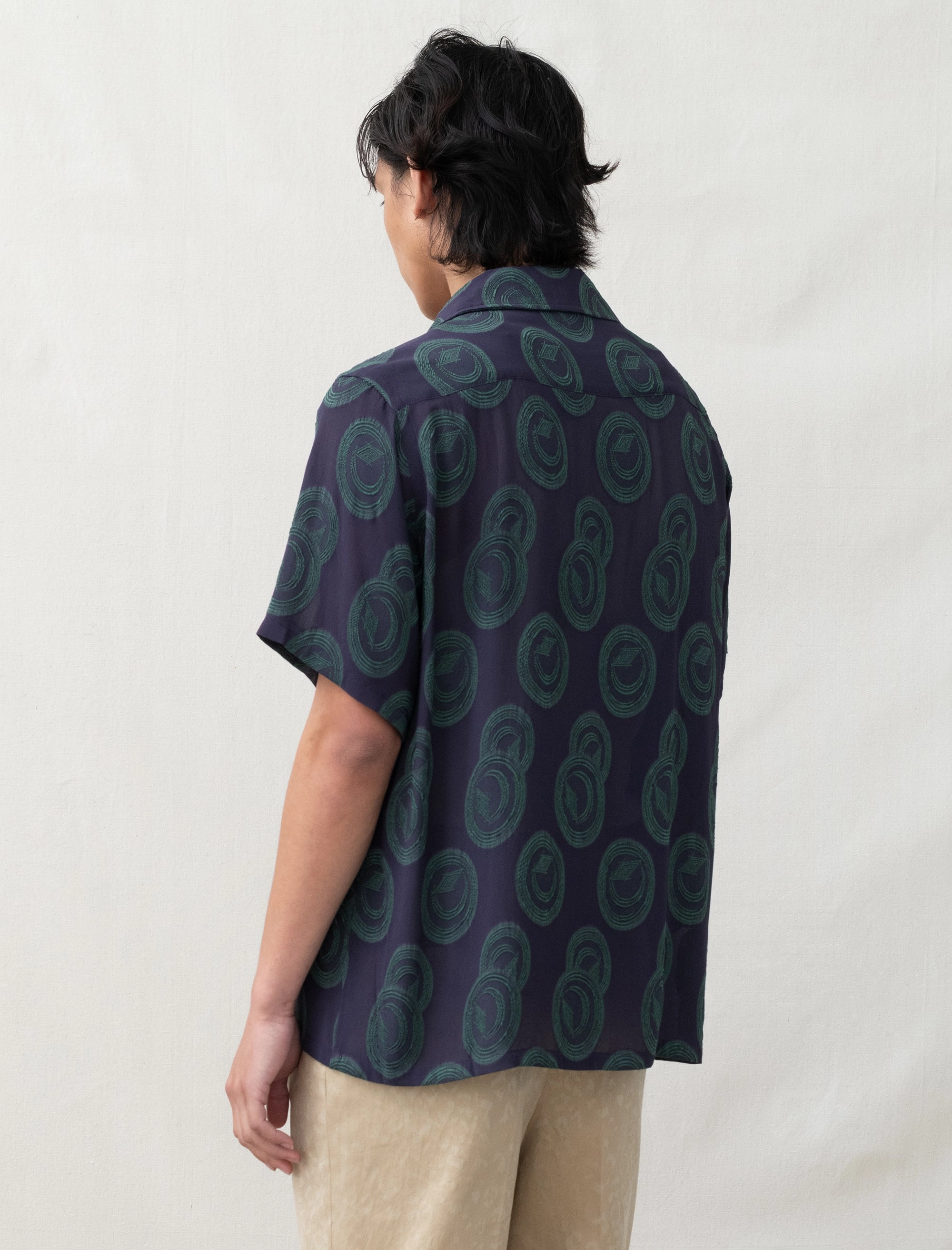 Italian Collar Shirt (Purple/Green) UVProtection Coating Moisture Wicking Fabric