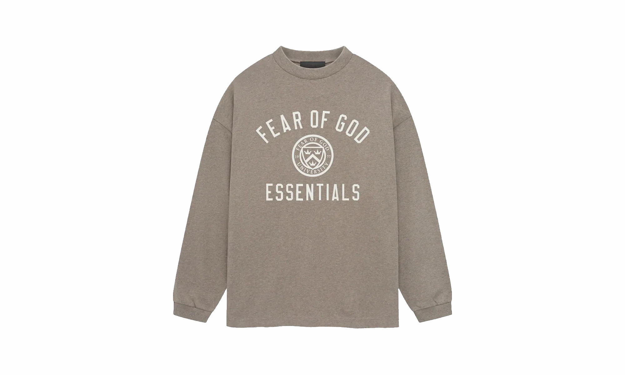 Jersey Crewneck Long Sleeve Tee "Heather Grey" warm fleece Recycled Polyester Blend