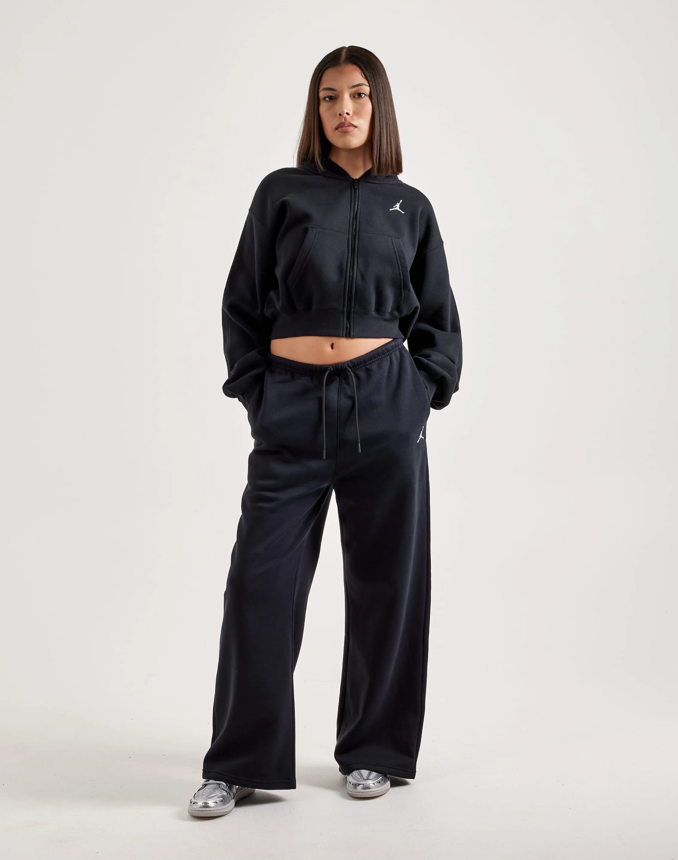 Jordan Brooklyn Fleece Cropped Zip Hoodie TearResistant Material Layered Hem Details