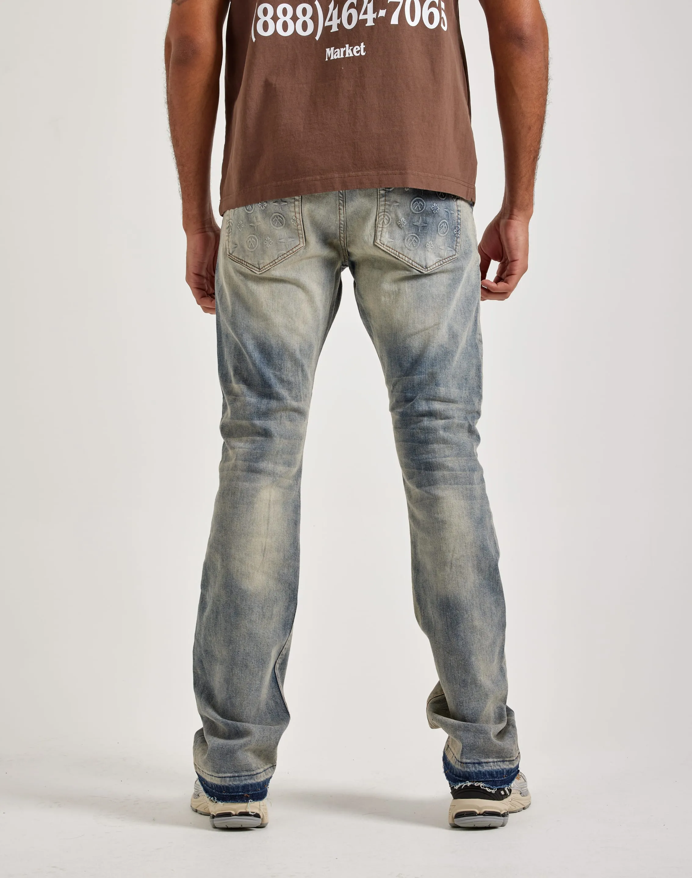 Jordan Craig Embossed Stacked Flare Denim Jeans Holiday Ease Calm Core