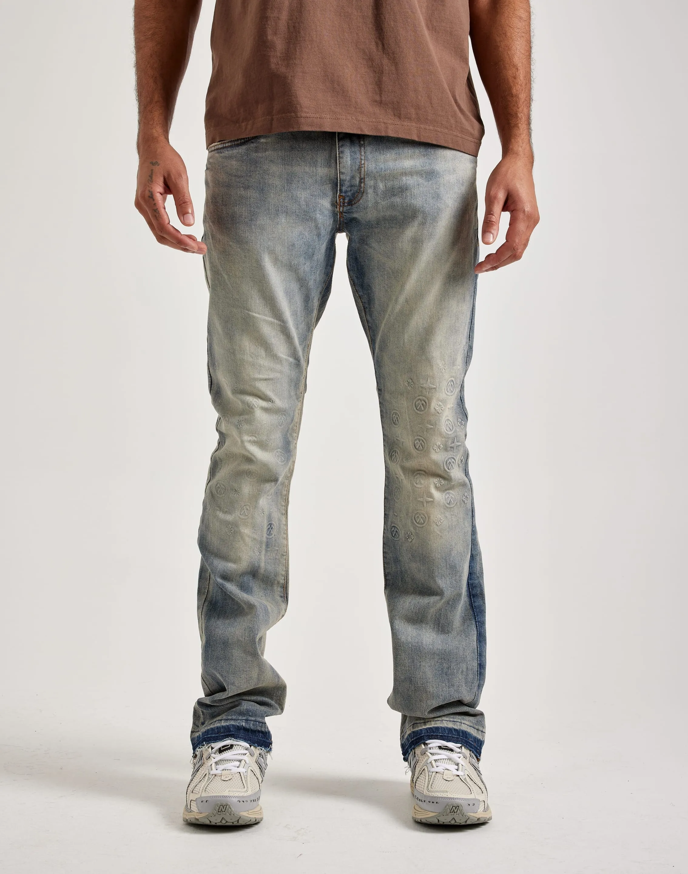 Ethic Core QuickEvaporation Jordan Craig Embossed Stacked Flare Denim Jeans