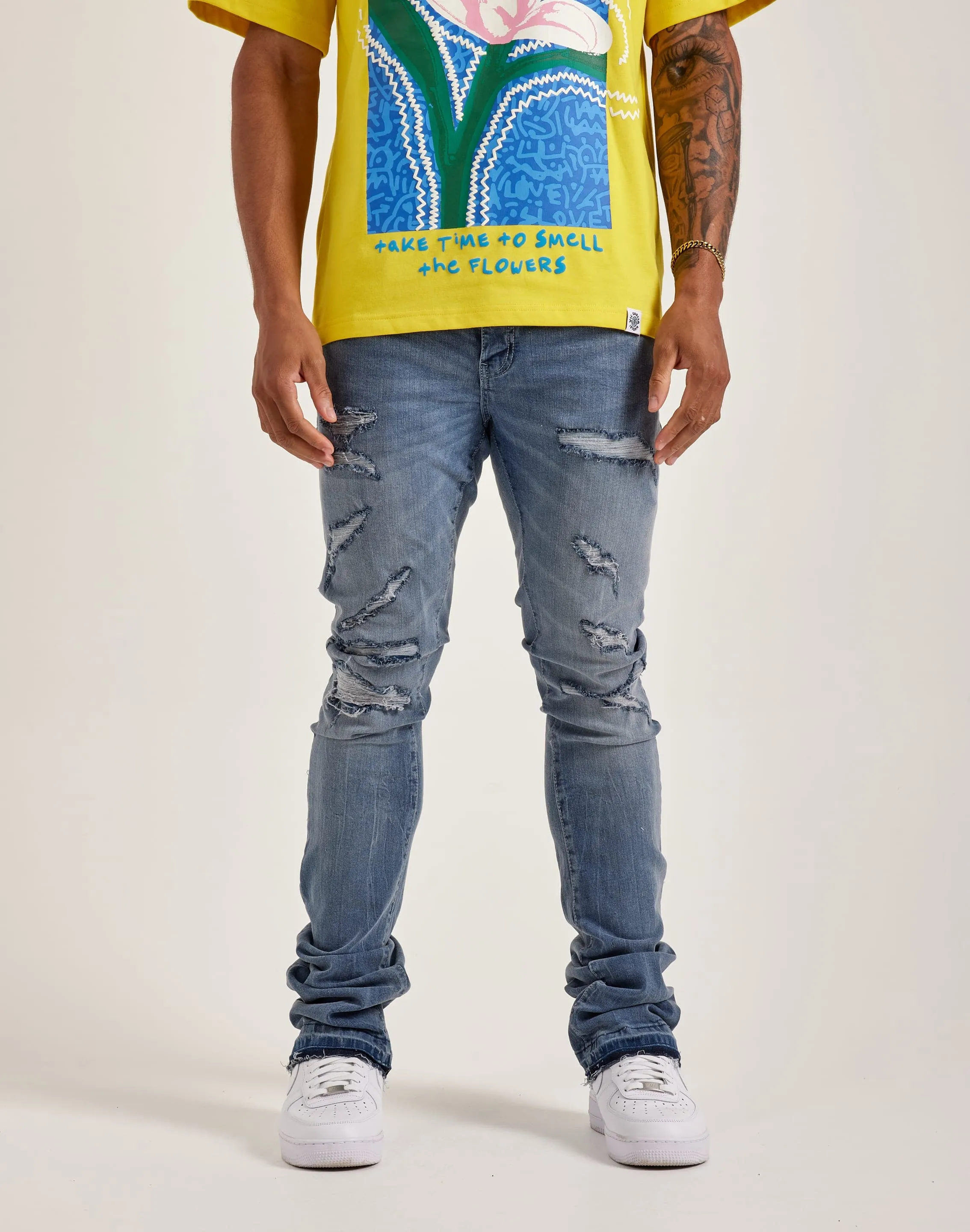Jordan Craig Stacked Denim Jeans wrinkle free Hotel Style