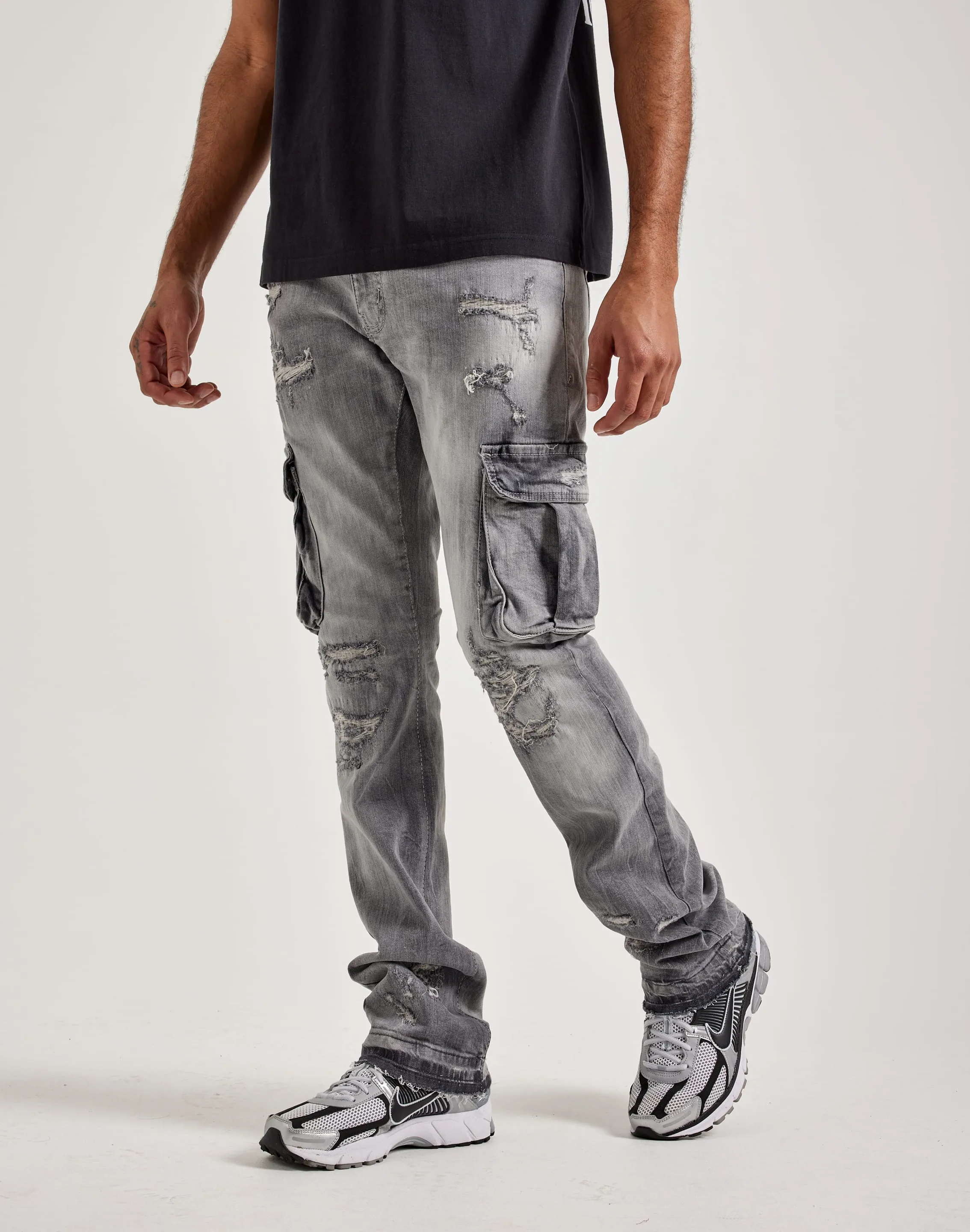 Jordan Craig Stacked Flare Cargo Denim Jeans QuickDryDesign Global Glow