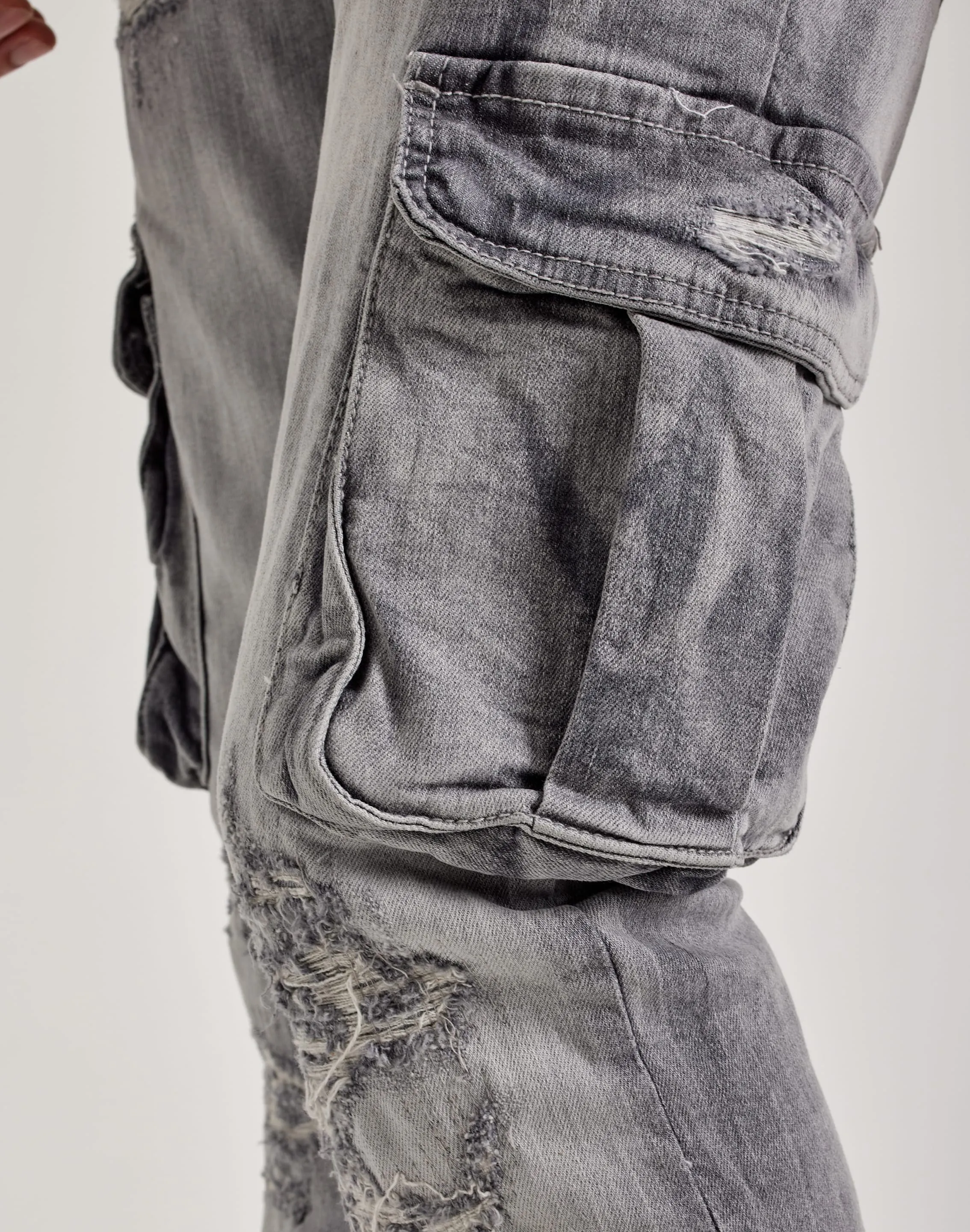 Jordan Craig Stacked Flare Cargo Denim Jeans VentilatedKnit CompactKnit