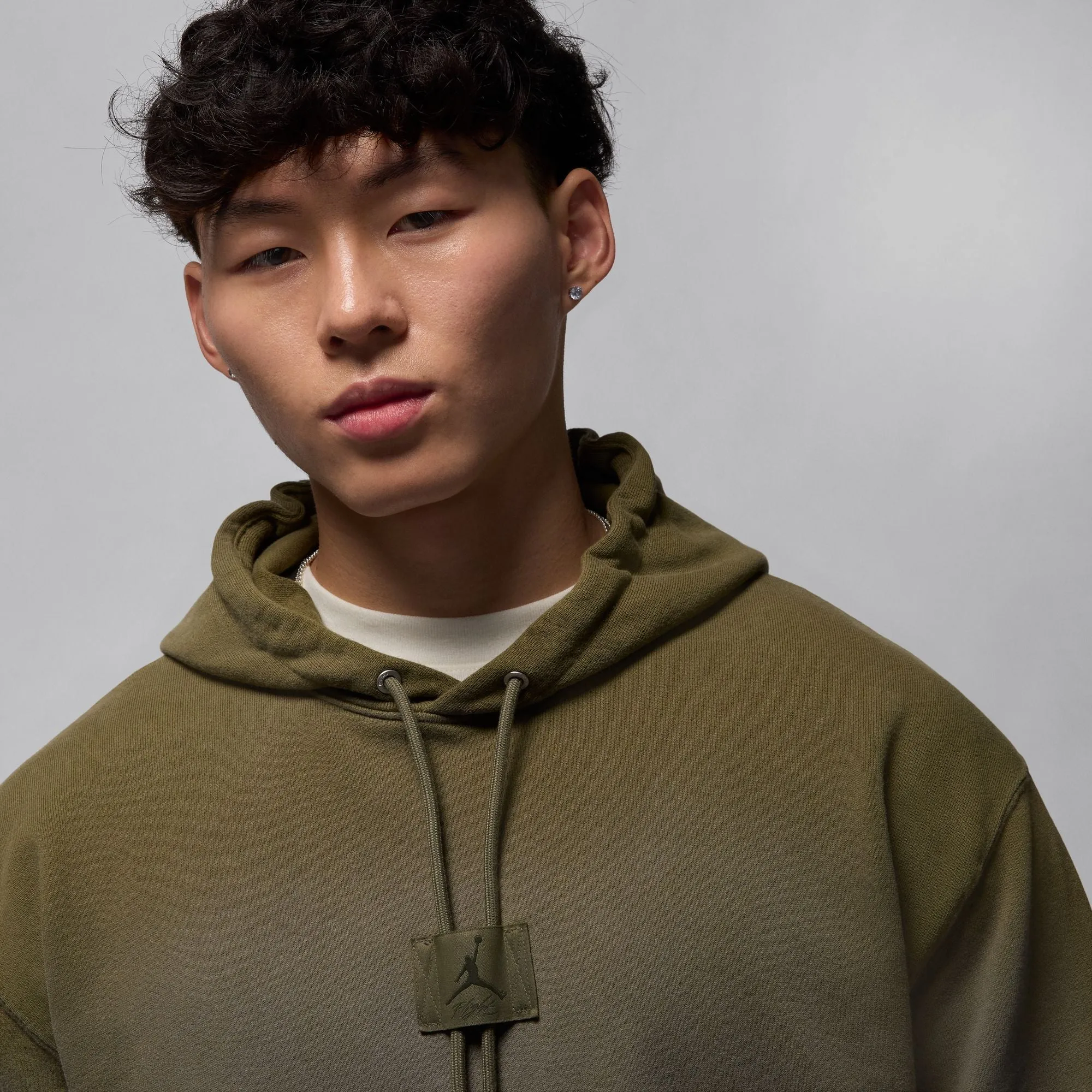 LowProfile Design Sequin Glow Jordan Flight Washed Hoodie (Olive)