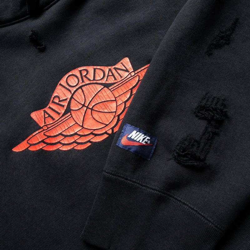 Moisture Wicking Finish Indoor Wear Jordan Rare Air Fleece Pullover Hoodie - Black/Chile Red