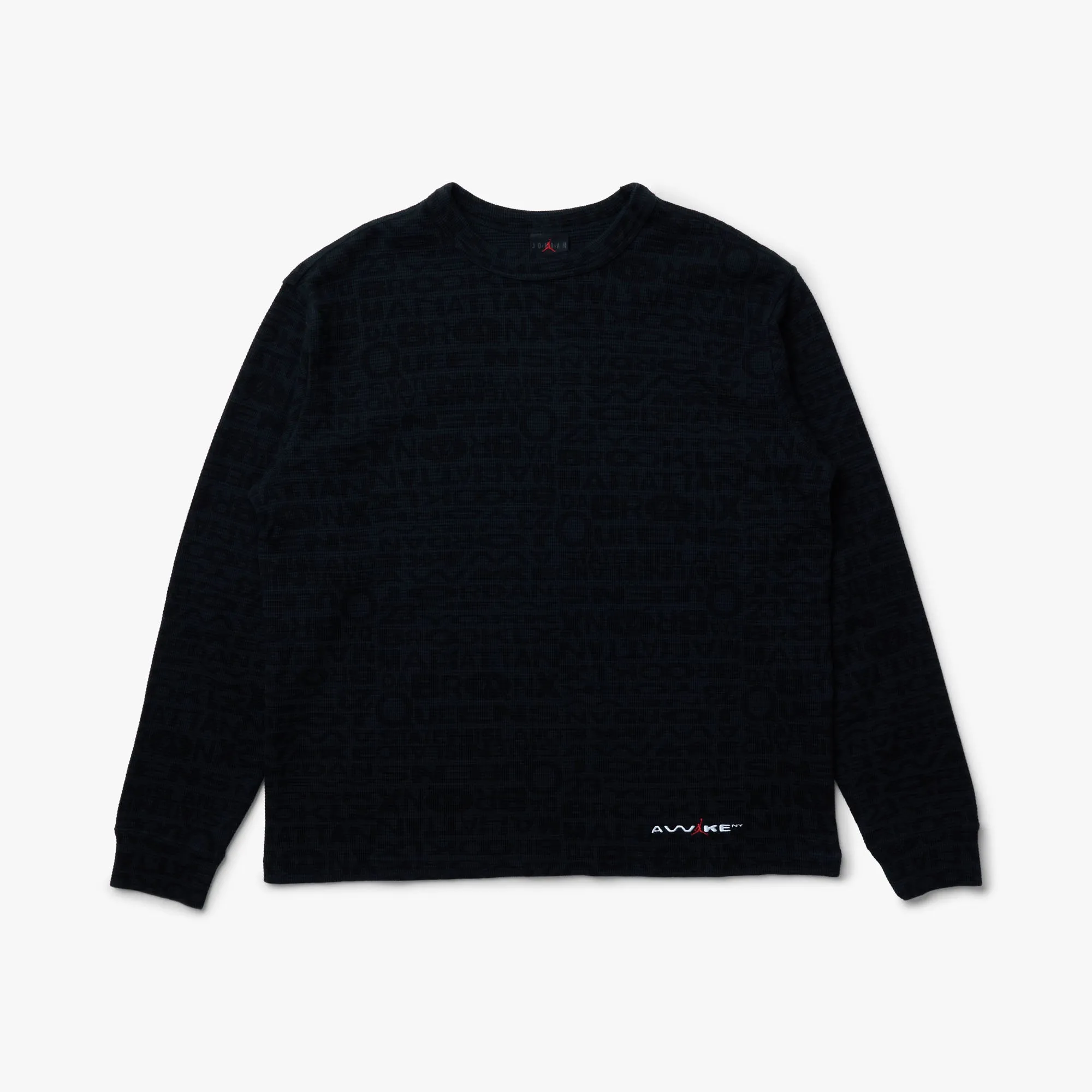 Jordan x Awake NY Longsleeve Thermal Black / Black - University Red Layered Hem Reinforcement