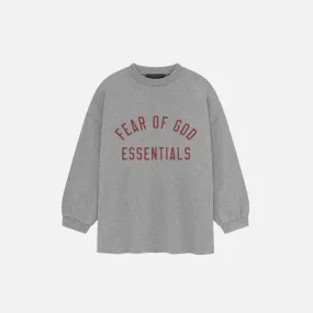 KIDS ESSENTIALS JERSEY LONG SLEEVE TEE - DARK HEATHER Romance Fit FormFitting Cut