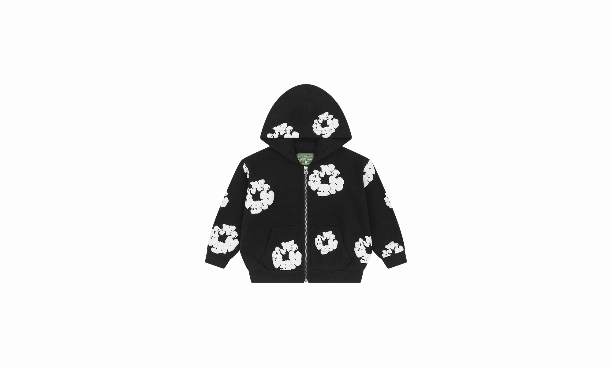 Kids Cotton Wreath Zip Hoodie "Black"