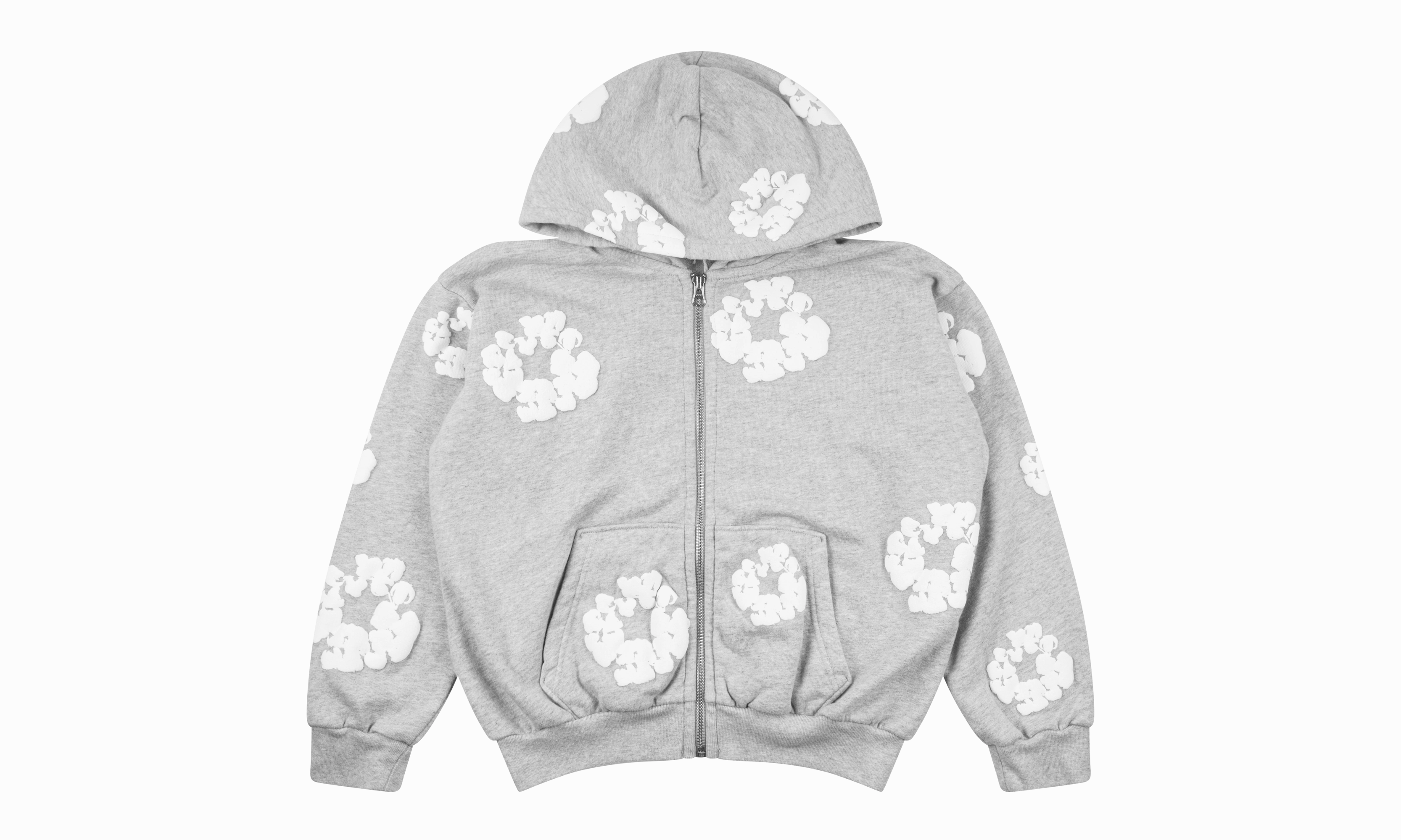 Kids Cotton Wreath Zip Hoodie "Grey"