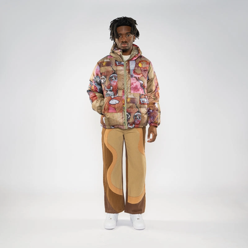 KidSuper Faces Collage Printed Puffer - Multi Stylish Shield Trend