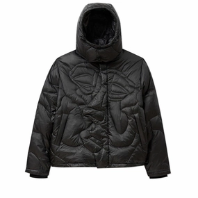 Stylish Protection Full Length Zipper KidSuper Kissing Puffer - Black