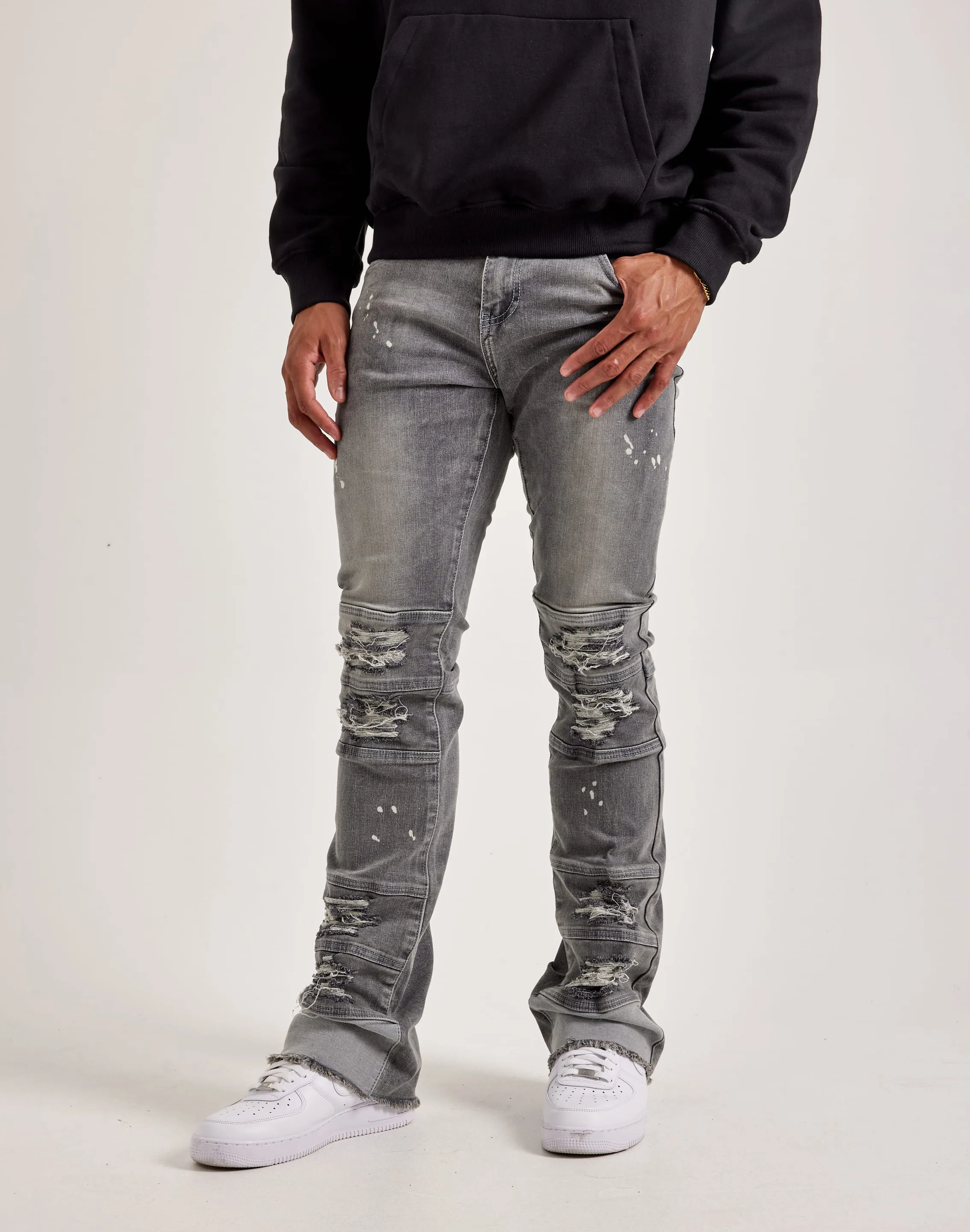 Kilogram Heavy Ripped Stacked Denim Jeans Beach Fit FadeResistant