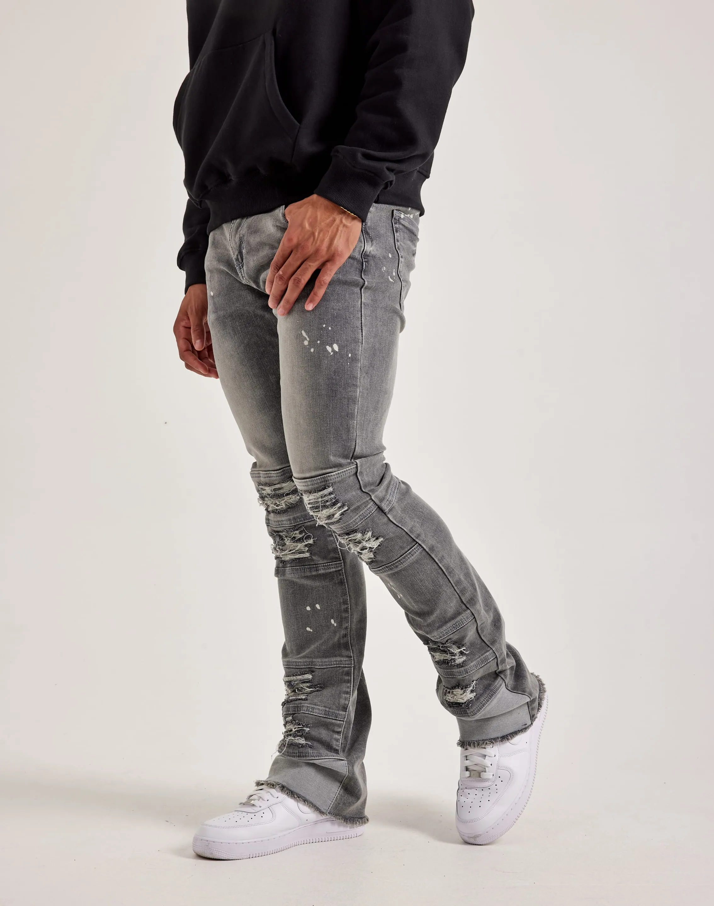 Kilogram Heavy Ripped Stacked Denim Jeans Flash Look Fairy Core