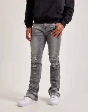 Kilogram Heavy Ripped Stacked Denim Jeans Beach Fit FadeResistant
