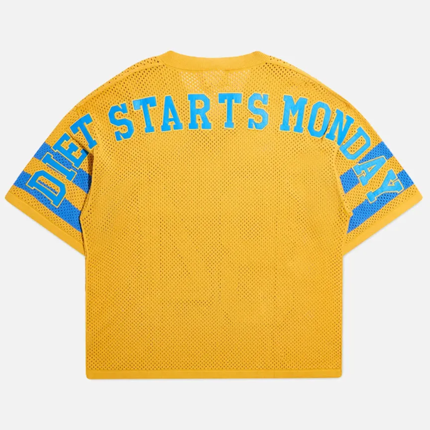 KNITTED MESH JERSEY - YELLOW / BLUE Thermal Insulation Layer FlexibleCollar