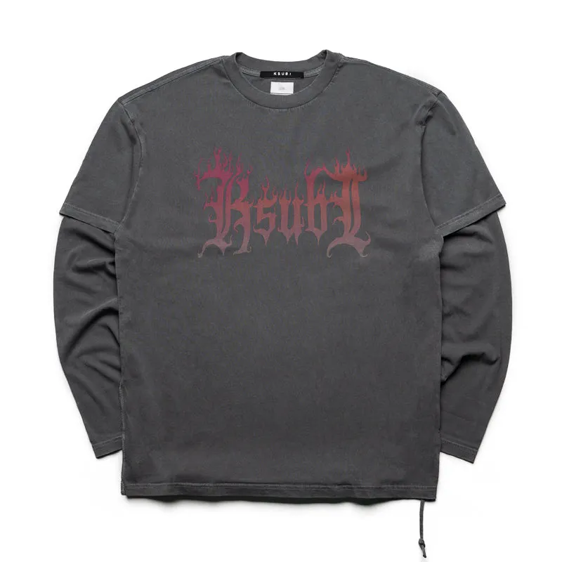 animal hem library Ksubi Fuego Layered L/S Tee - Faded Black