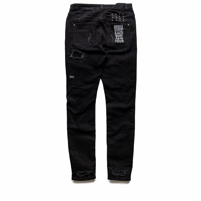 DoubleLayered Collar Ksubi Chitch Boneyard Denim Pant - Black