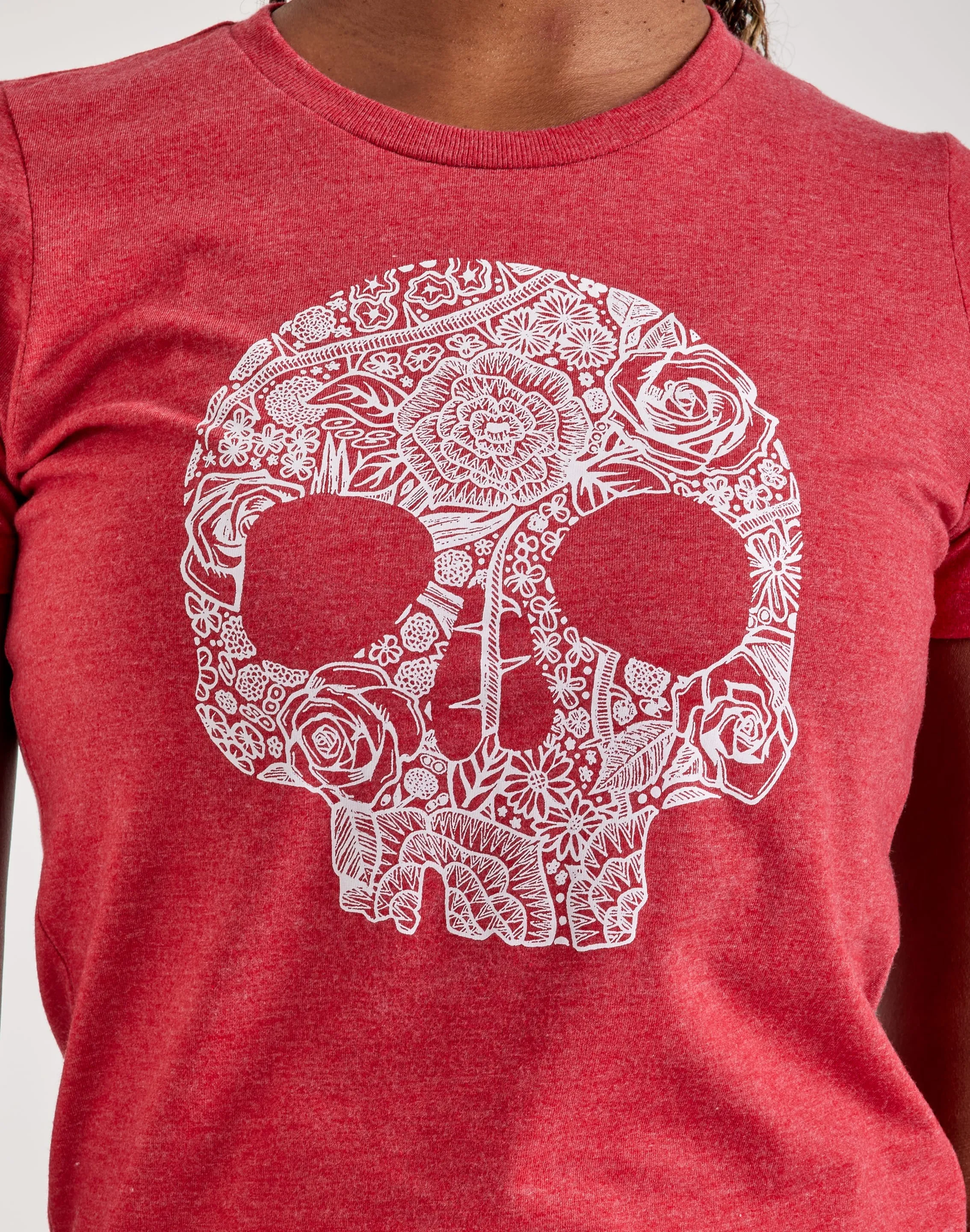 LA Pop Art Flower Skull Tee Global Glow Fire Core