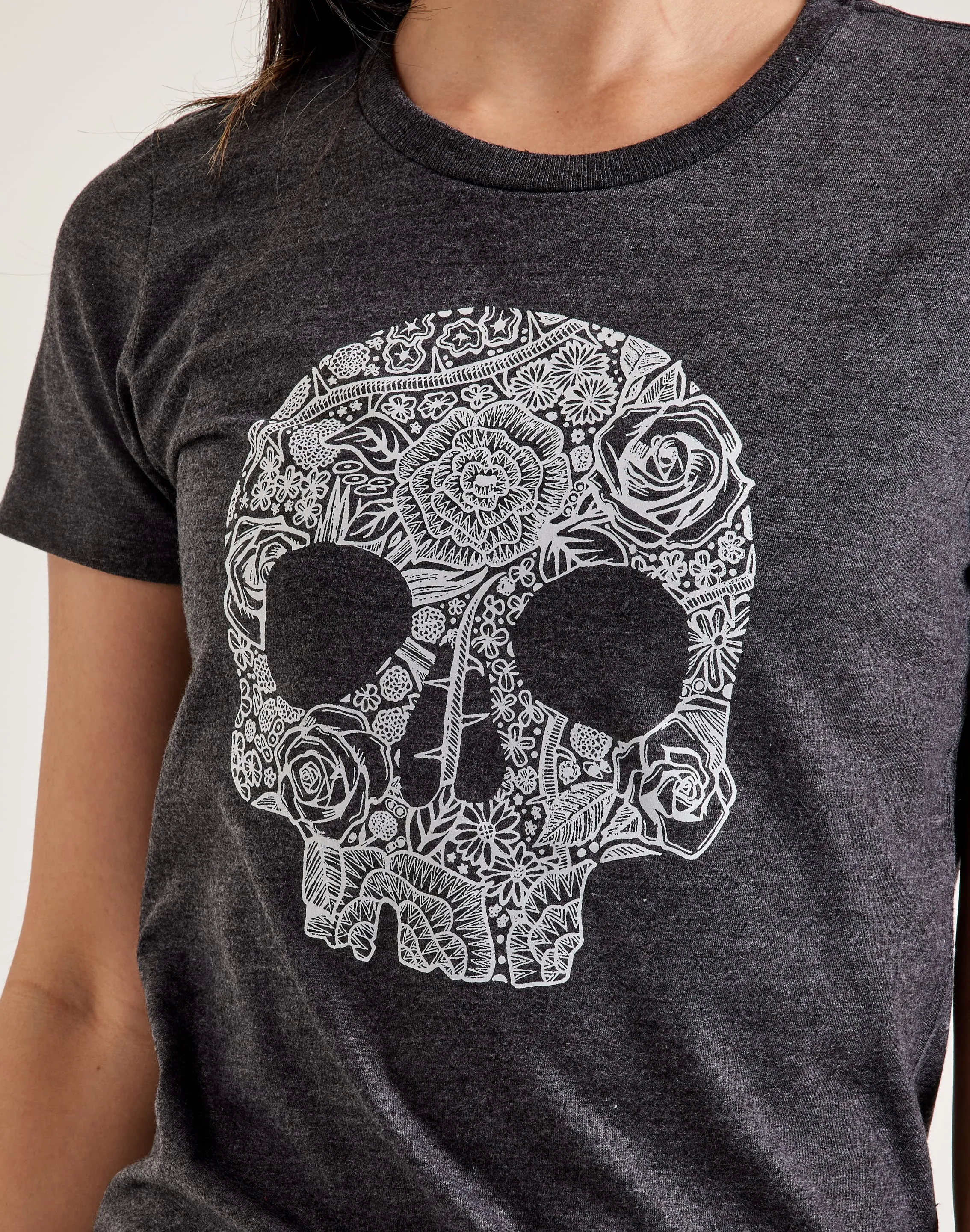 LA Pop Art Flower Skull Tee MoistureControlClothing