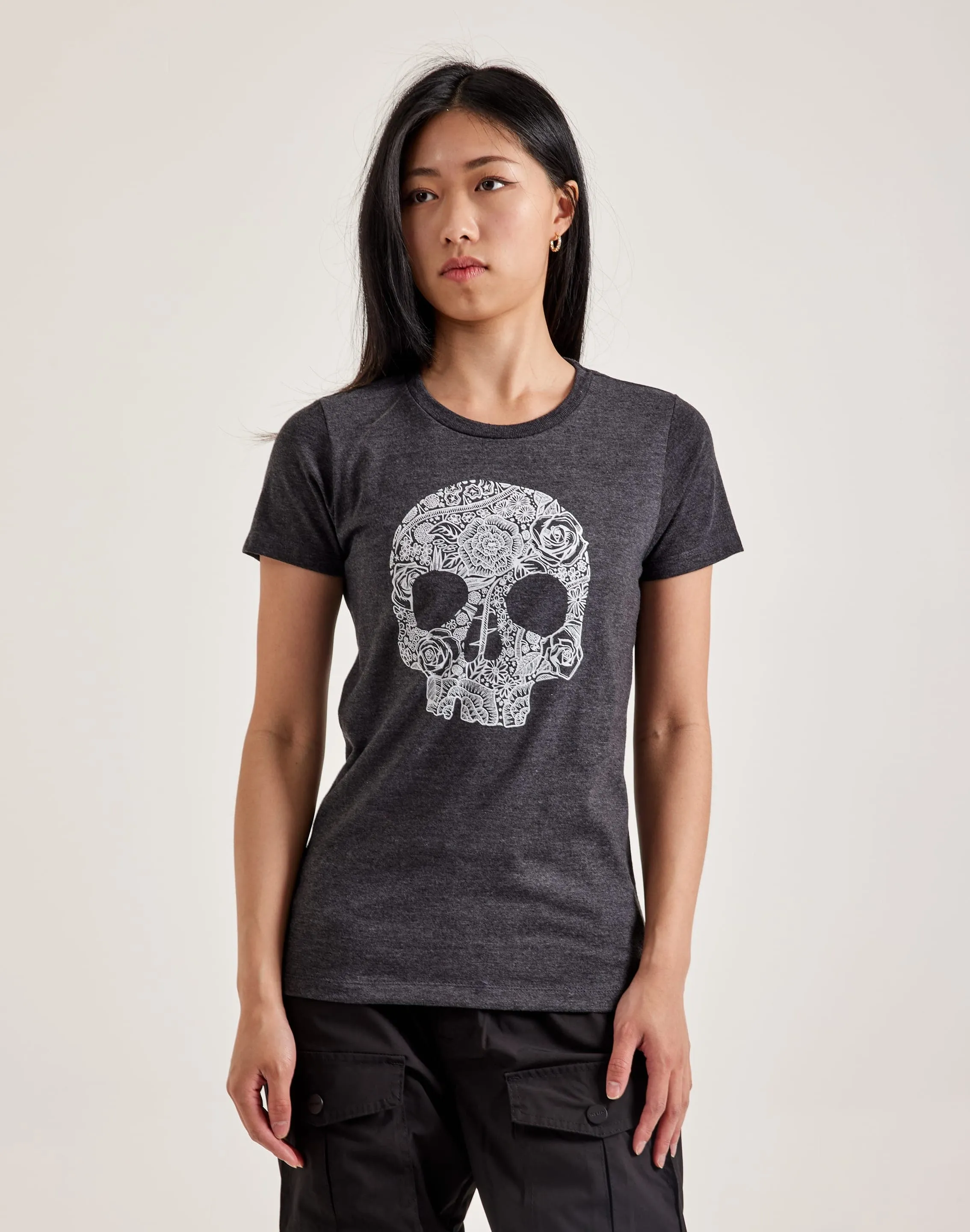 LA Pop Art Flower Skull Tee Digital Core WrinkleFreeFabric