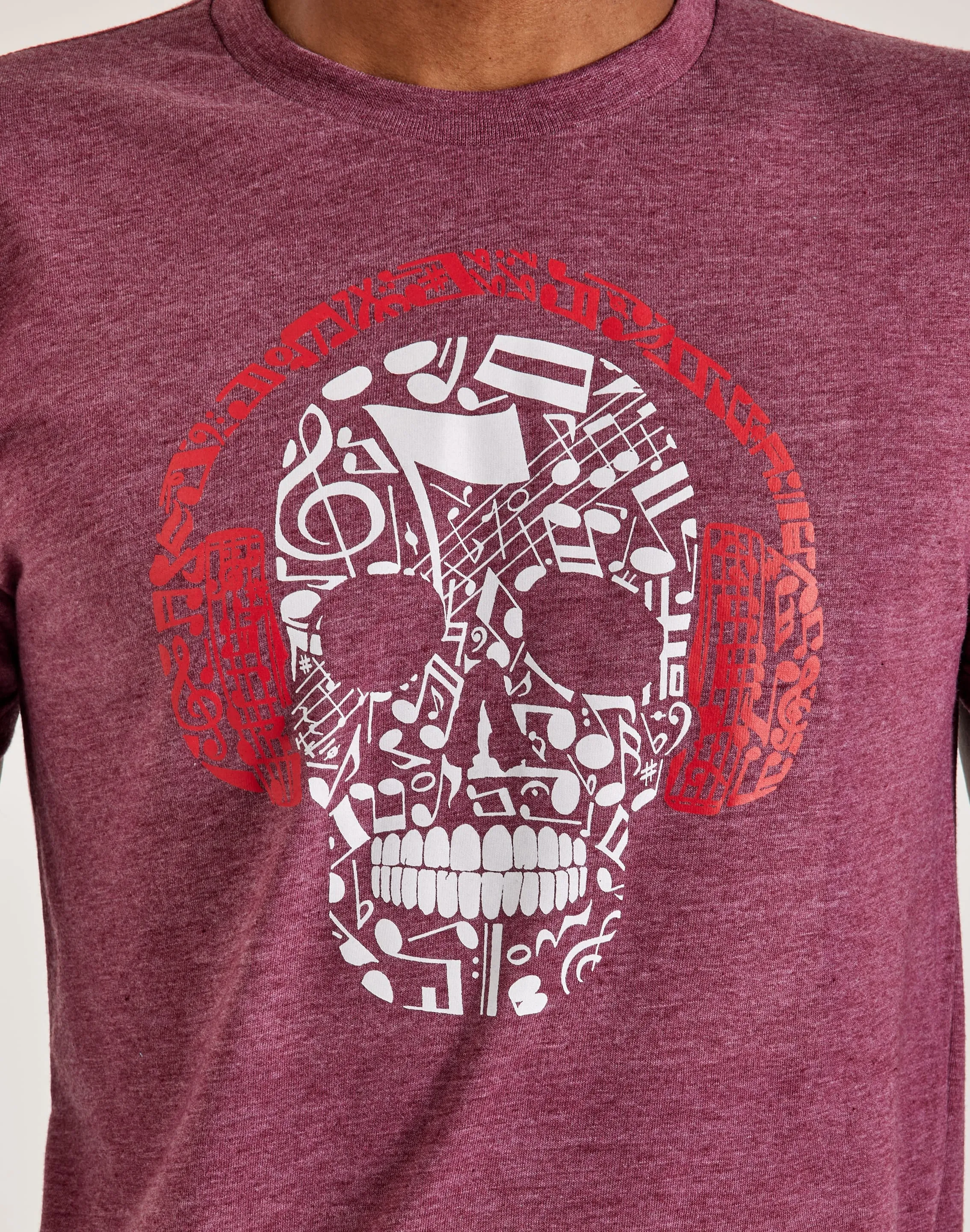 Spring Glow Lightweight Composite LA Pop Art Music Notes Skull Tee