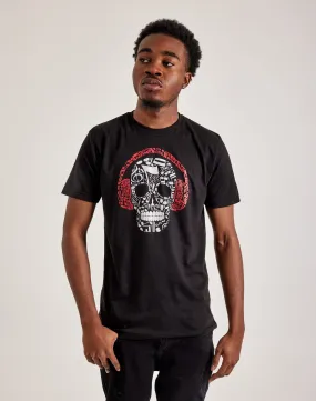 LA Pop Art Music Notes Skull Tee AntiPillingFabric Airflow Mesh Panels