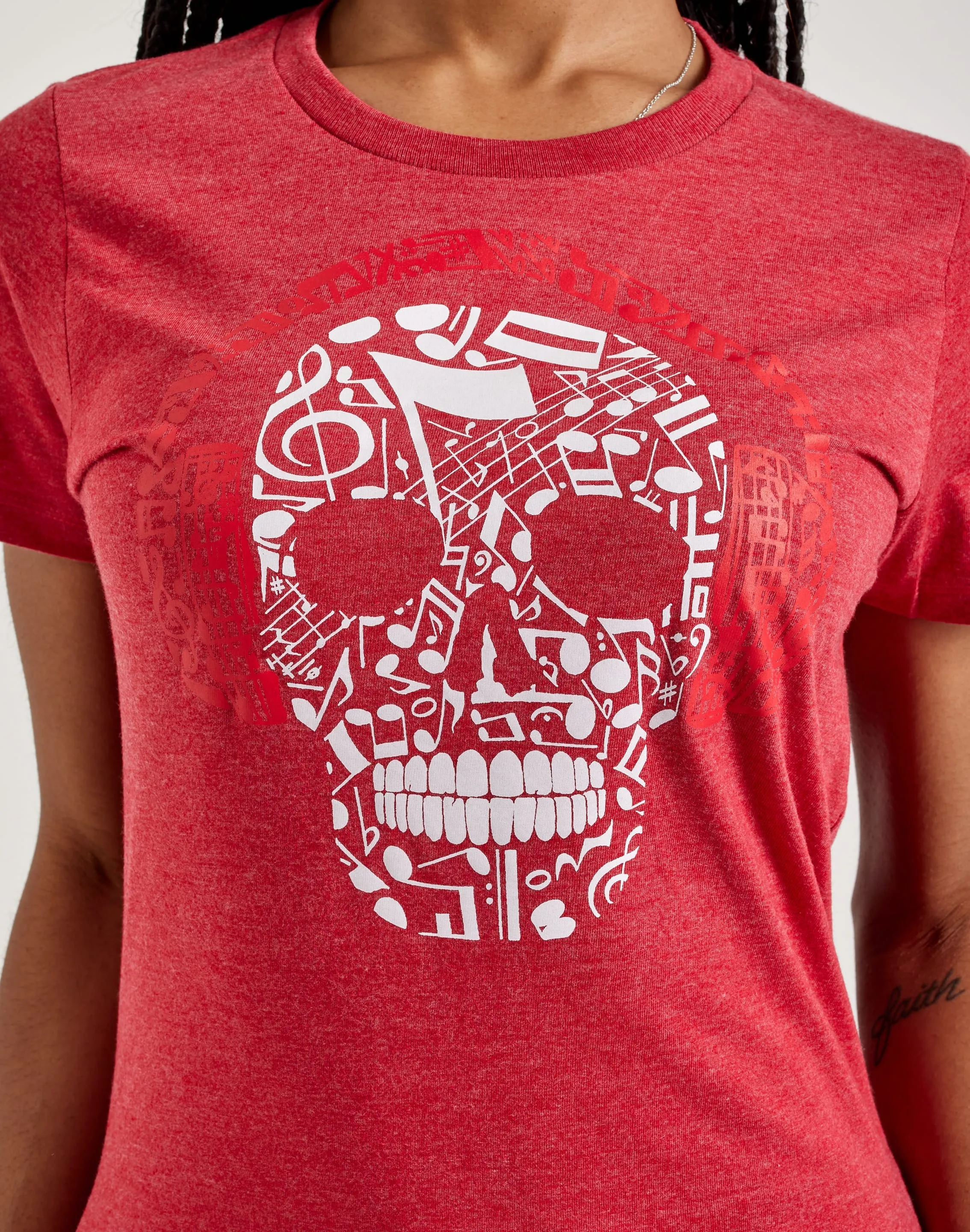 LA Pop Art Music Notes Skull Tee Elegant Glow StainReleaseCoating