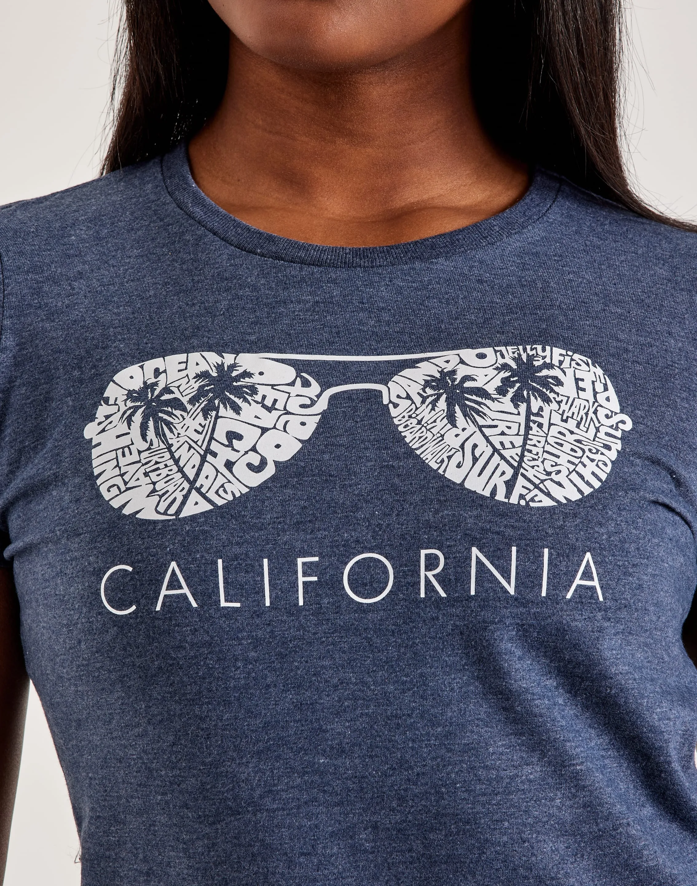 LA Pop Art Word Art California Shades Tee Soft Jersey