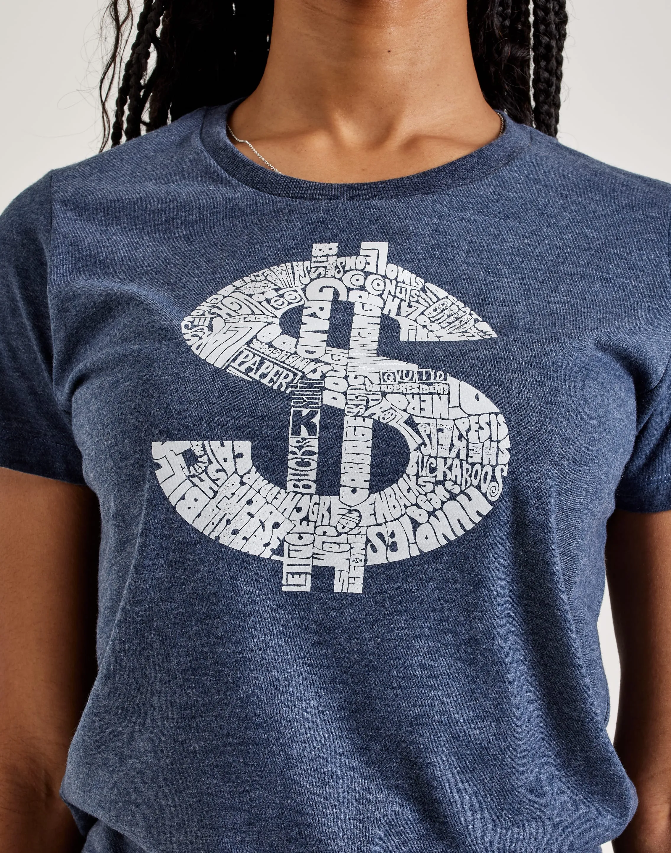 LA Pop Art Word Art Dollar Sign Tee Mature Charm
