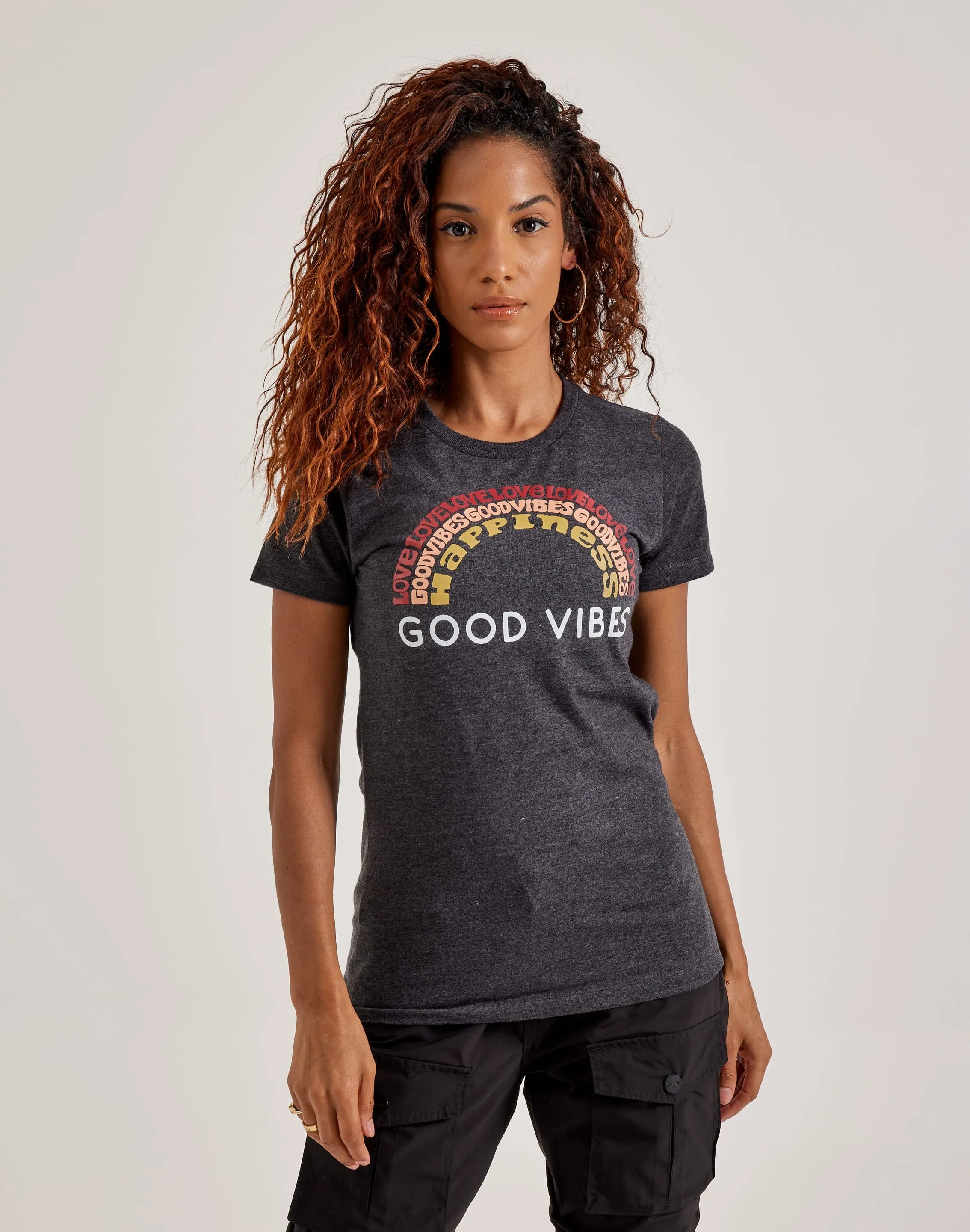 LA Pop Art Word Art Good Vibes Tee Shine Fit DoubleLayered