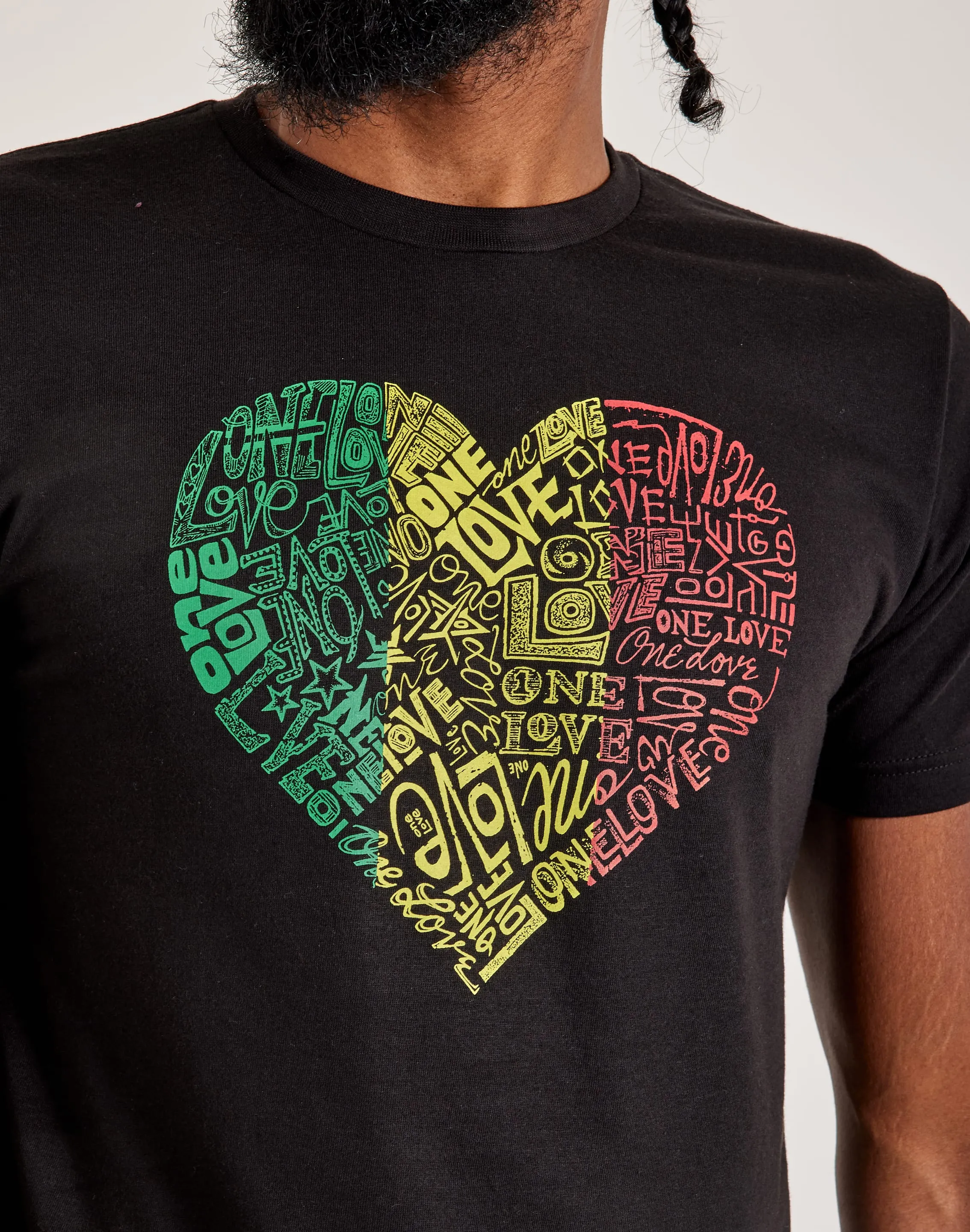 LA Pop Art Word Art One Love Heart Tee EasyCareMaterial