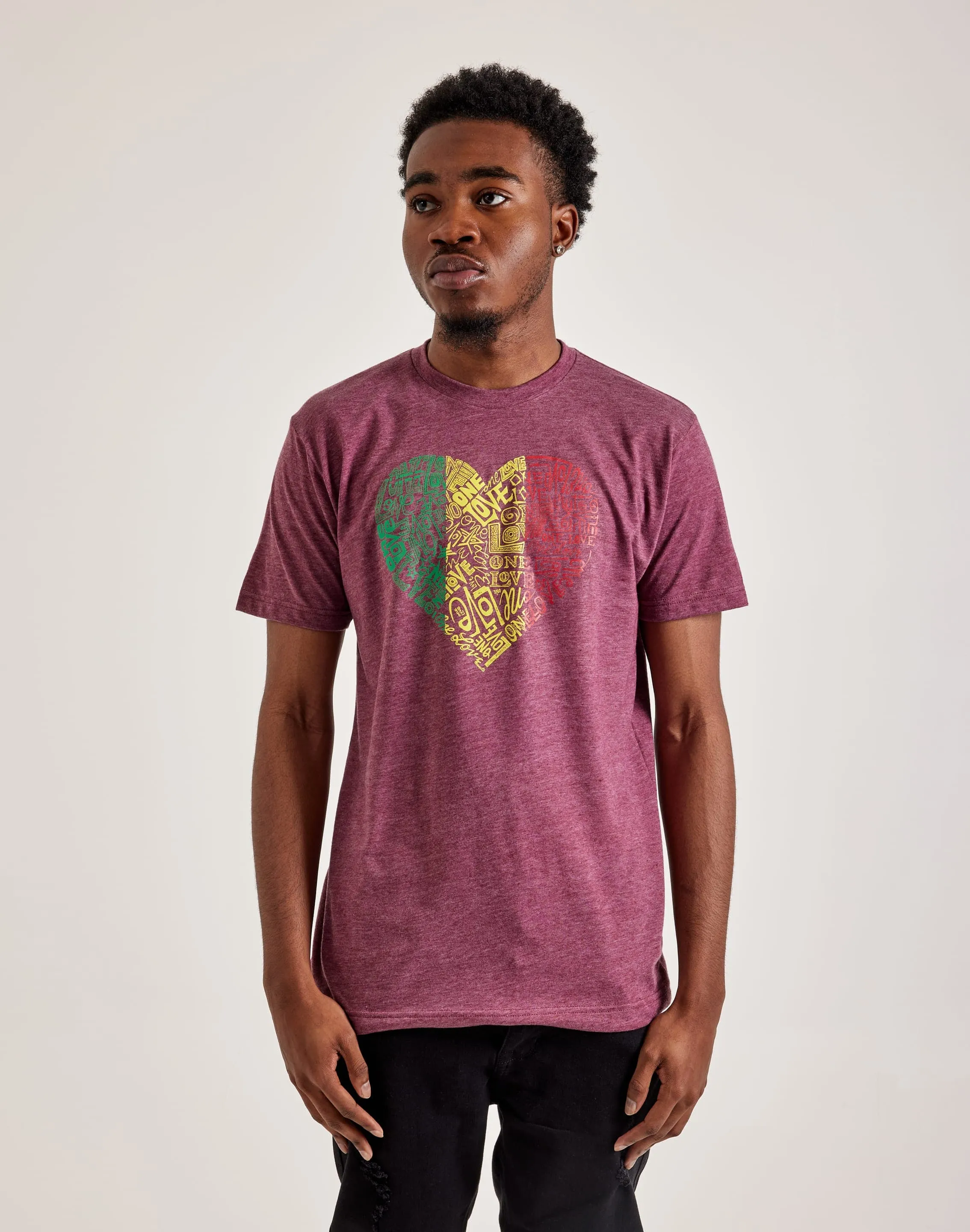 Student Cool LA Pop Art Word Art One Love Heart Tee