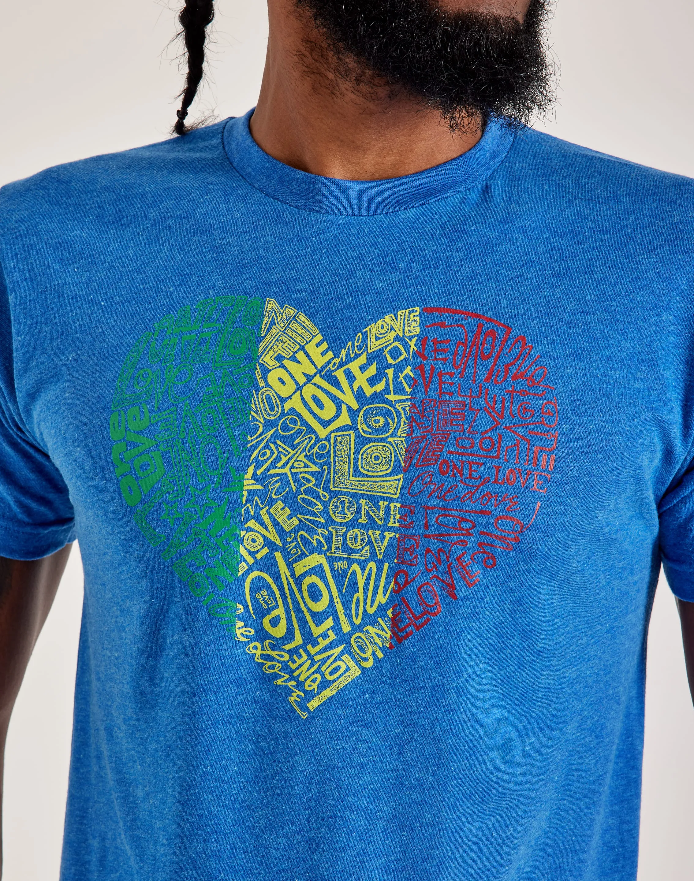LA Pop Art Word Art One Love Heart Tee Glow Core
