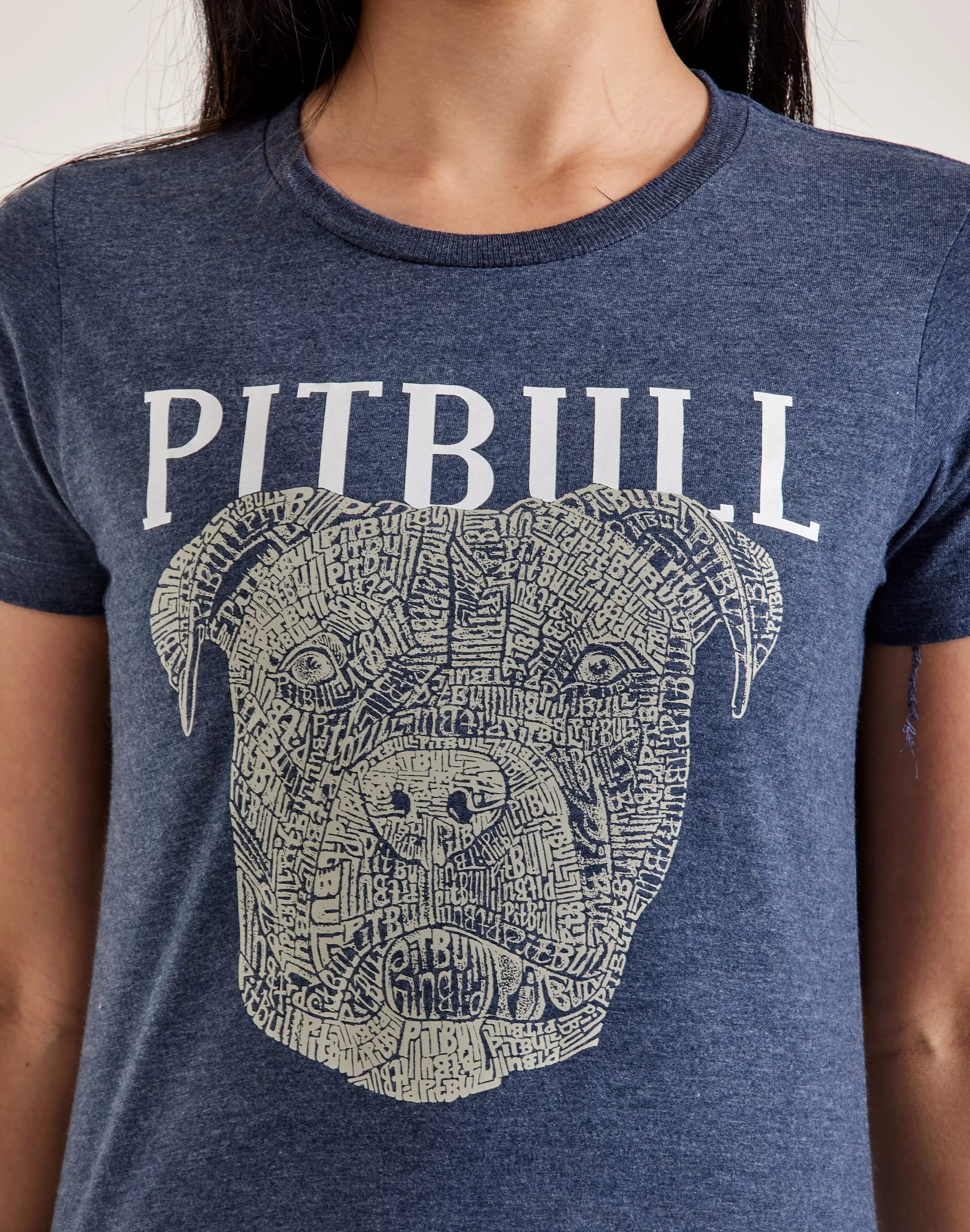 Elastic cuffs LA Pop Art Word Art Pitbull Face Tee