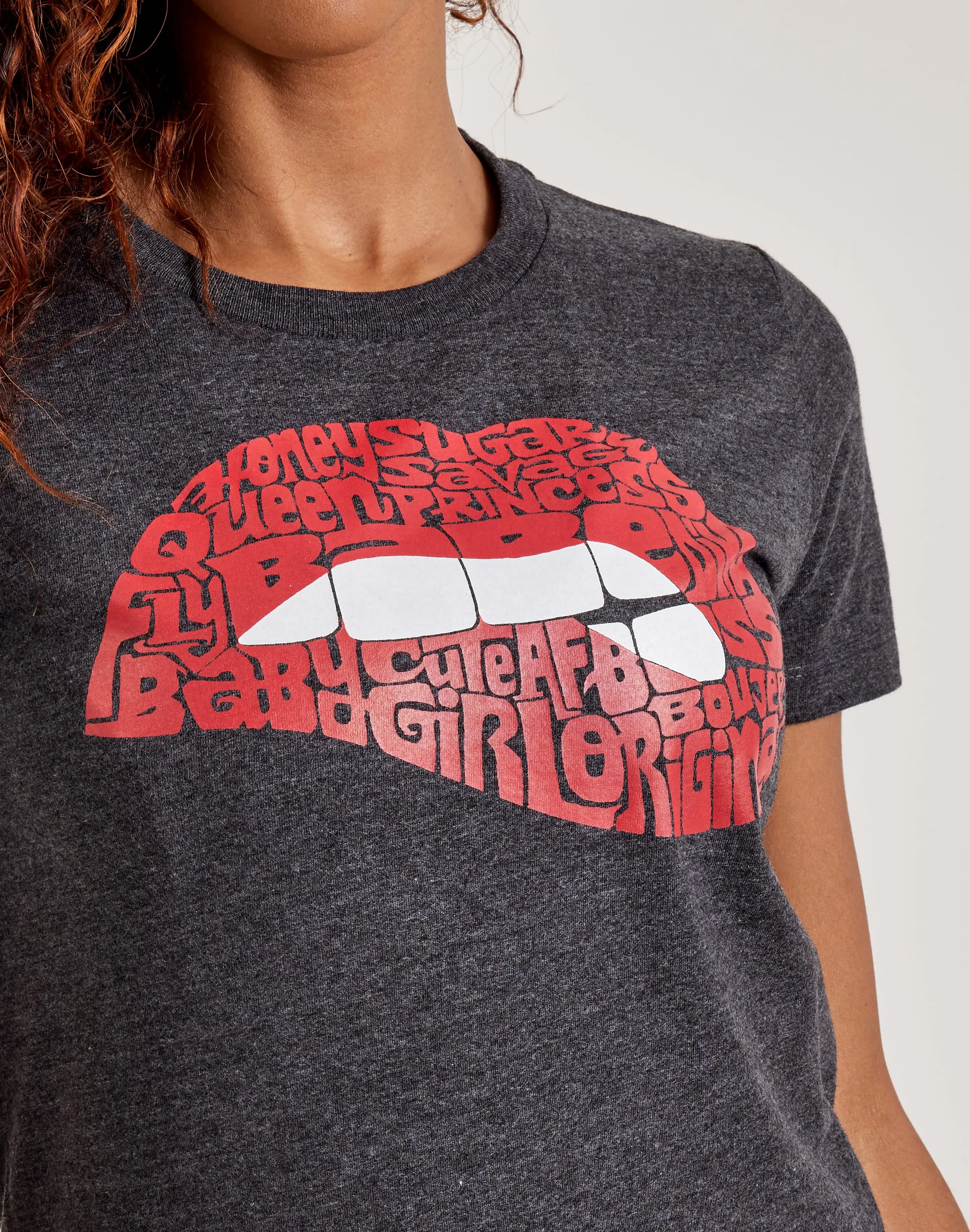 LA Pop Art Word Art Savage Lips Tee Winter Fit Icon Fit