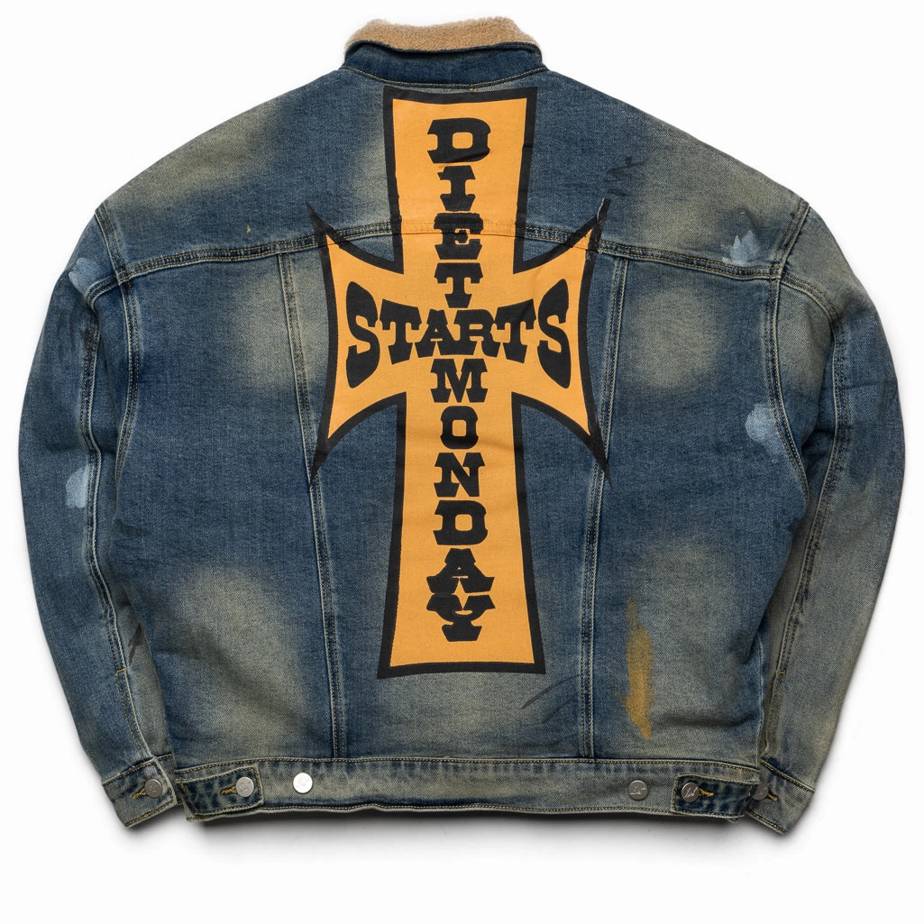 Diet Starts Monday Denim Sherpa Trucker Jacket - Indigo Thermolite Insulation