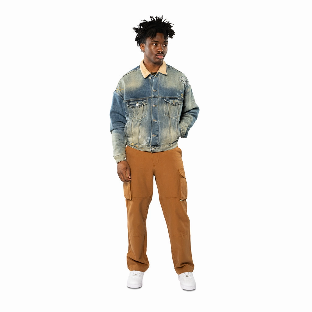 Diet Starts Monday Denim Sherpa Trucker Jacket - Indigo Thermoregulating Insulation