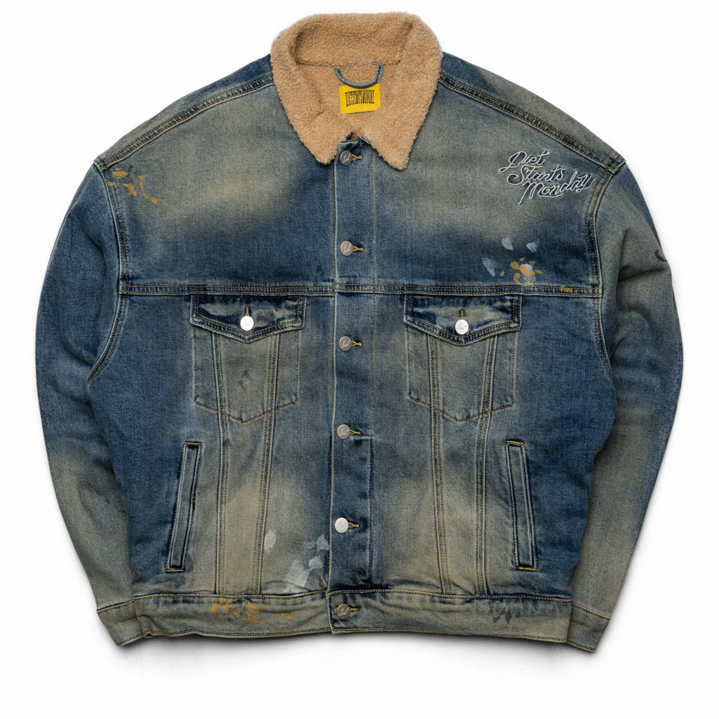 Diet Starts Monday Denim Sherpa Trucker Jacket - Indigo Optimize