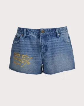 Ed Hardy Dragon Denim Shorts EcoFriendlyDye StretchPaneling