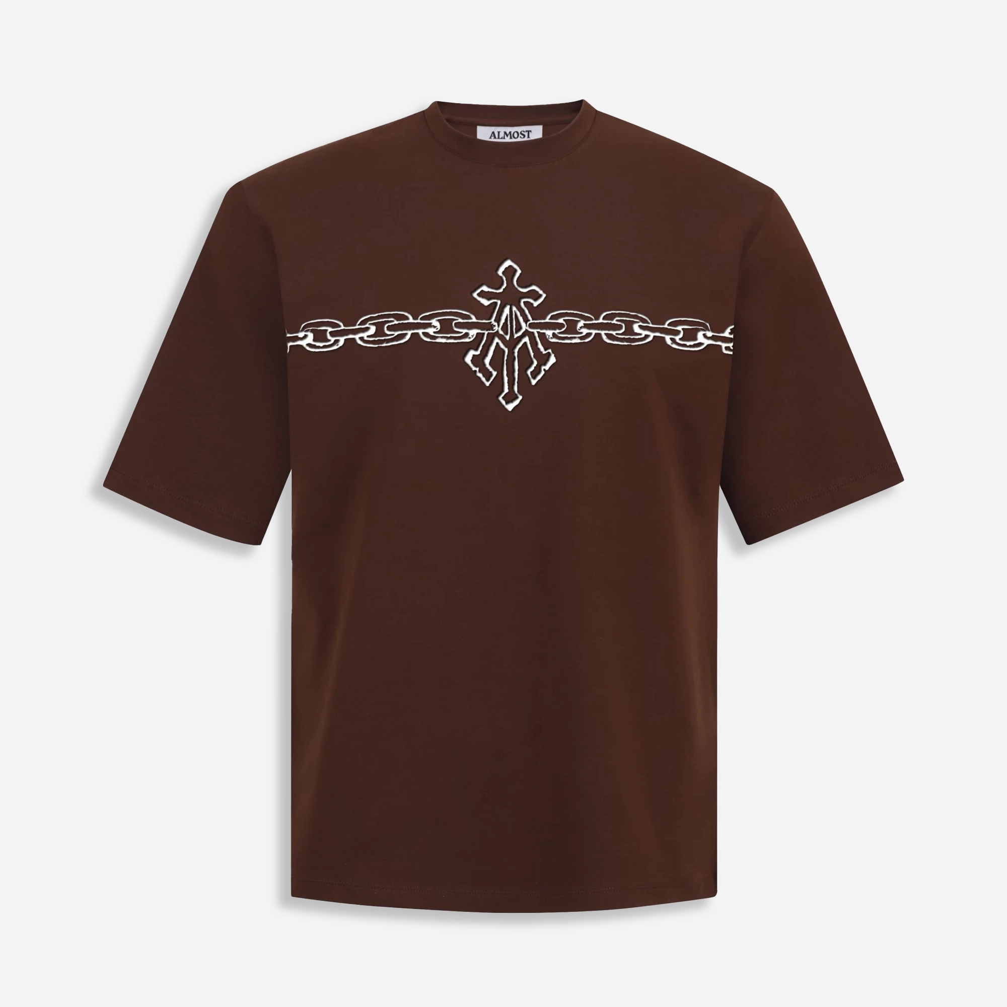 Thin Core StaticResistantLining ALMOST GODS | ALPHA CROSS CHAIN LINK RELAXED TEE { BROWN