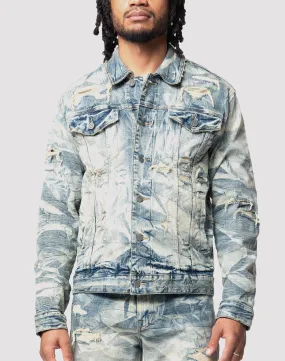 Grindhouse Lightning Effect Denim Jacket TearResistant Material