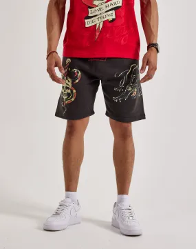 Ed Hardy Panther Skull Fleece Shorts AntiPillFinish