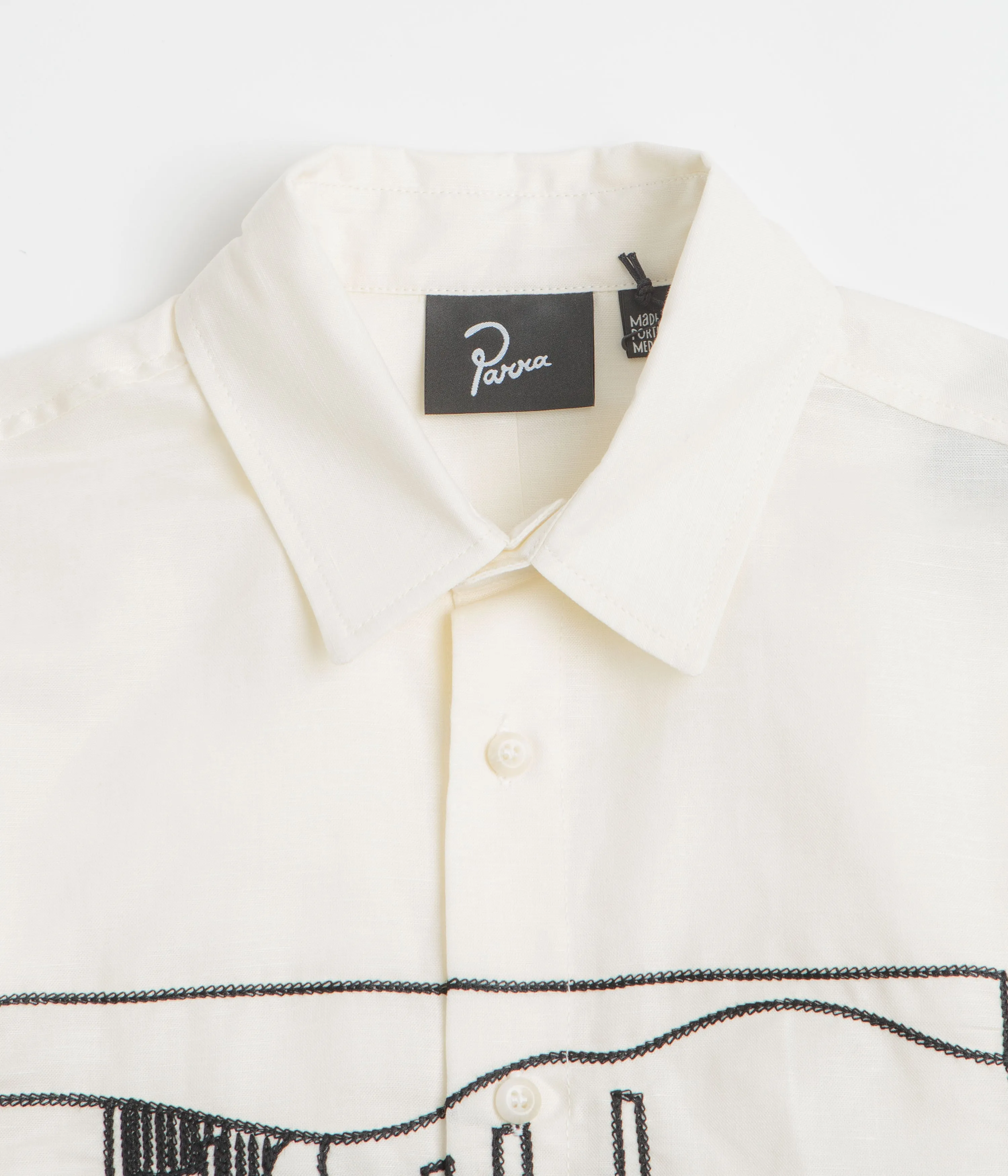Zip Front Ergonomic Sleeve Cut by Parra The Dunes Short Sleeve Shirt - Off White