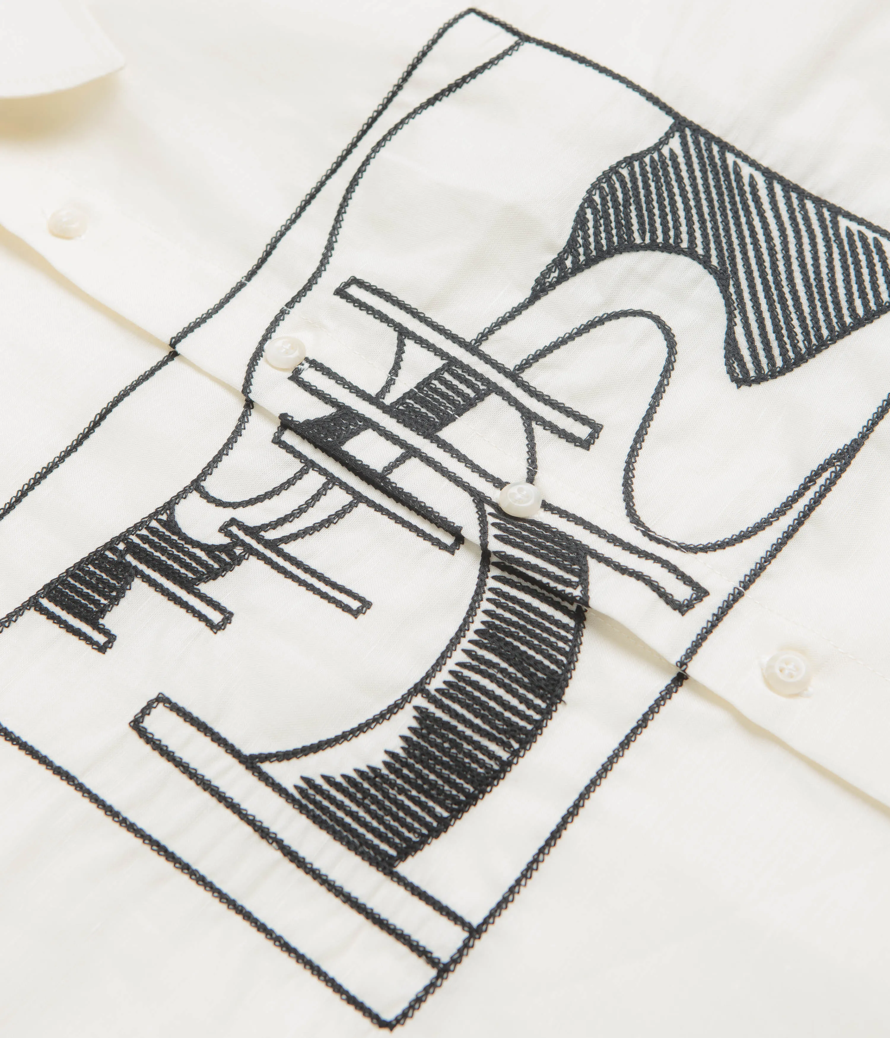 Abstract print birthday party by Parra The Dunes Short Sleeve Shirt - Off White