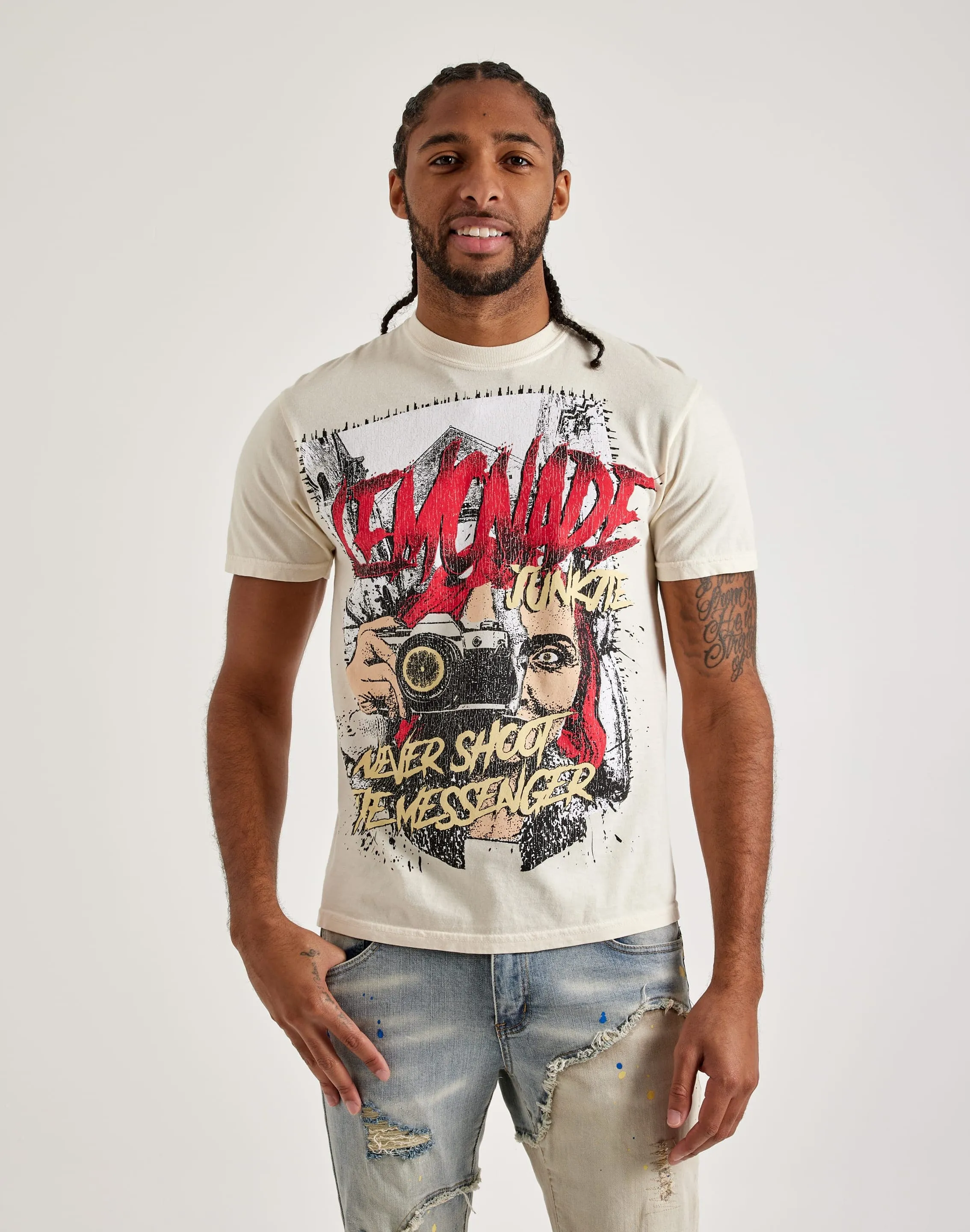 Lemonade Junkie Don't Shoot The Messenger Tee SweatAbsorbingTexture Suede Mood