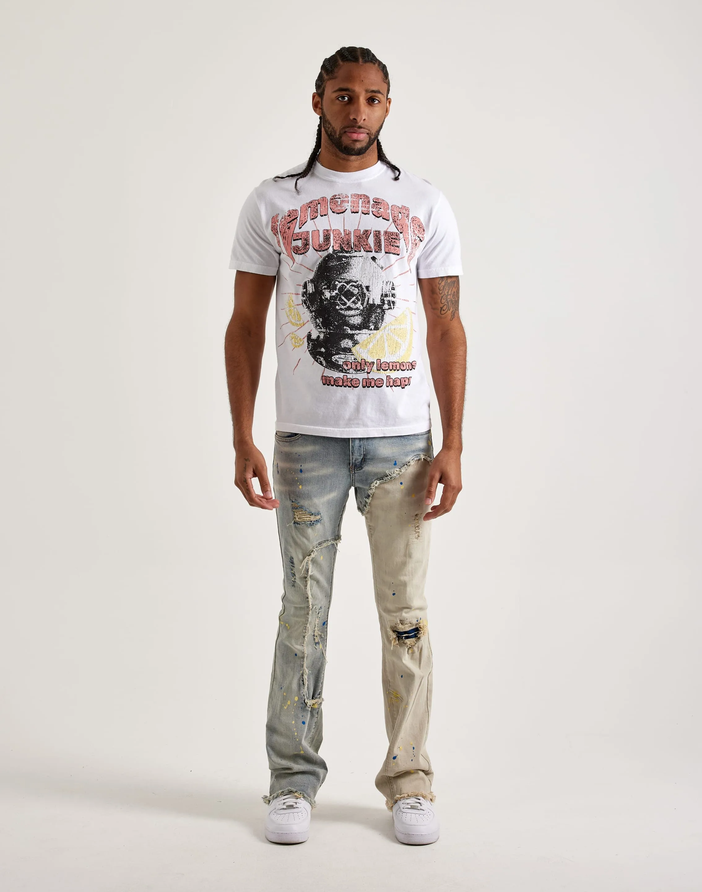 Lemonade Junkie Make Me Happy Tee MatteFinishTexture RollUp Sleeves